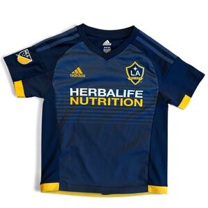 Adidas Kids LA Galaxy Giovani Dos Santos Navy and Yellow Jersey